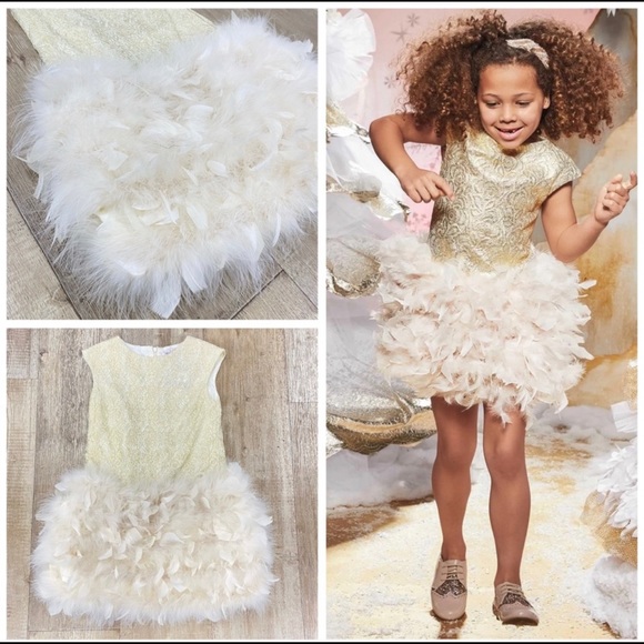 Halabaloo Other - Halabaloo Girl’s Brocade Feather Dress